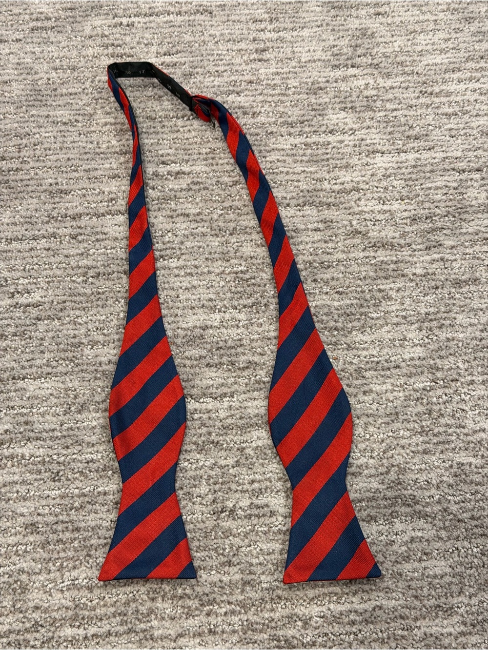 Men's Self-Tie Bow Tie Adjustable Navy Blue Red Diagonal Striped Preppy